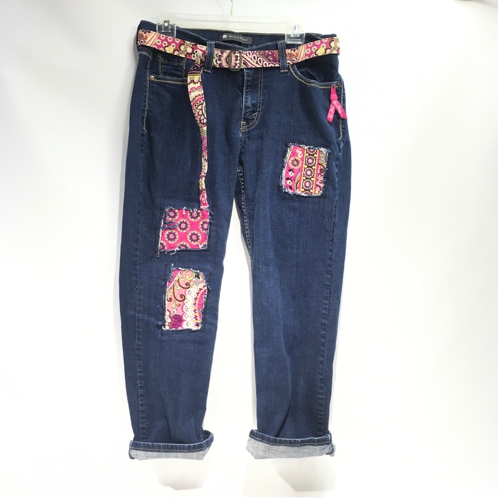 Levi's 529 Curvy Boot x Vera Bradley Upcycle Jeans Size 14 Short Patched OOAK